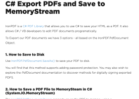 C# Export PDFs and Save to MemoryStream screenshot