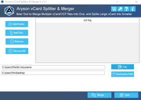 Aryson vCard Splitter and Merger screenshot