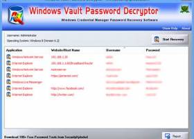 Windows Vault Password Decryptor screenshot