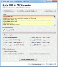 Outlook MSG Convert to Adobe PDF screenshot
