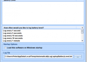 Automatically Log Laptop Battery Level Software screenshot