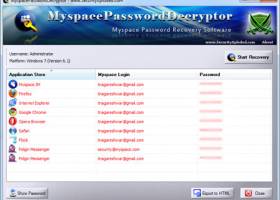 Password Decryptor for Myspace screenshot