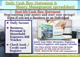 Daily Cash flow Statement spreadsheet screenshot