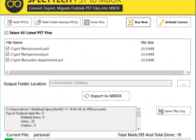 SpecyTech PST to MBOX screenshot