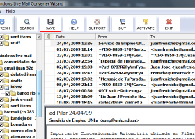 Exporting Windows Live Mail Emails screenshot