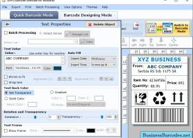 Industrial Barcode Label Maker Application screenshot