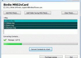 Convert from MSG to VCF screenshot