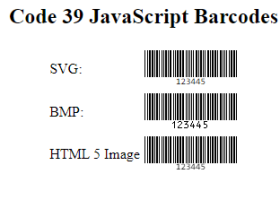 JavaScript Code 39 Generator screenshot