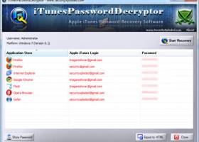 Apple iTunes Password Decryptor screenshot