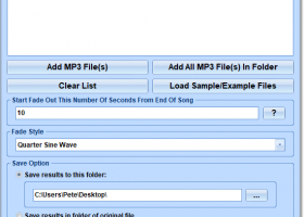 MP3 Fade Out Multiple Files Software screenshot