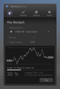 BonusMiner Blackjack bot screenshot