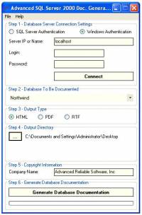Advanced SQL Server 2000 Doc Generator screenshot
