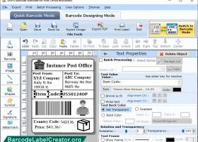 Post Office Barcode Label Creator screenshot