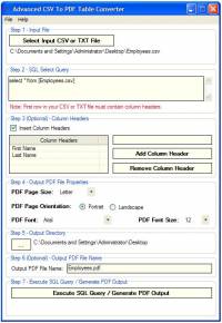 Advanced CSV To PDF Table Converter screenshot